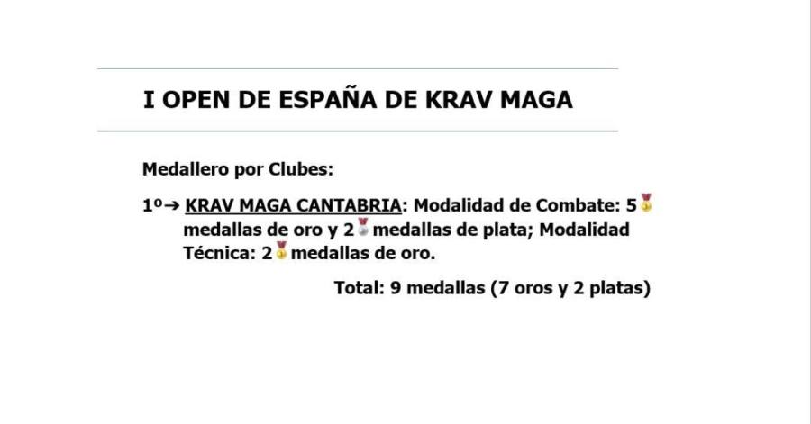 9 medallas krav maga cantabria 7 oros y 2 platas